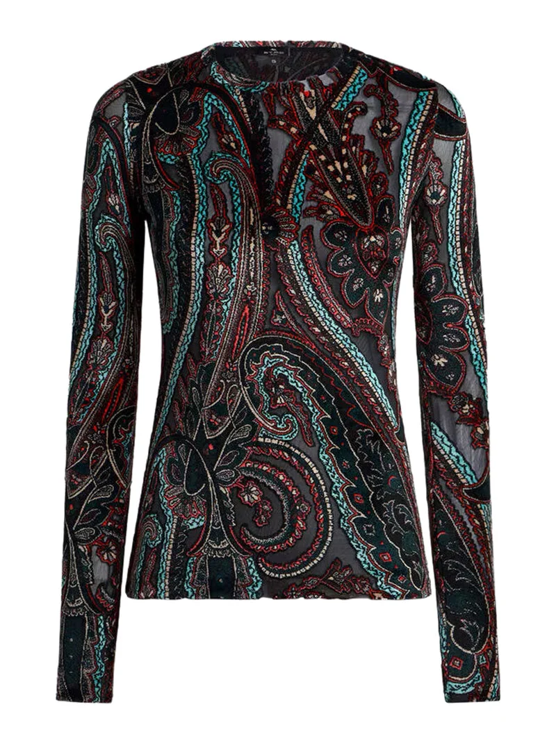 Etro Women Jacquard Chenille Sweater With Paisley Pattern - 1