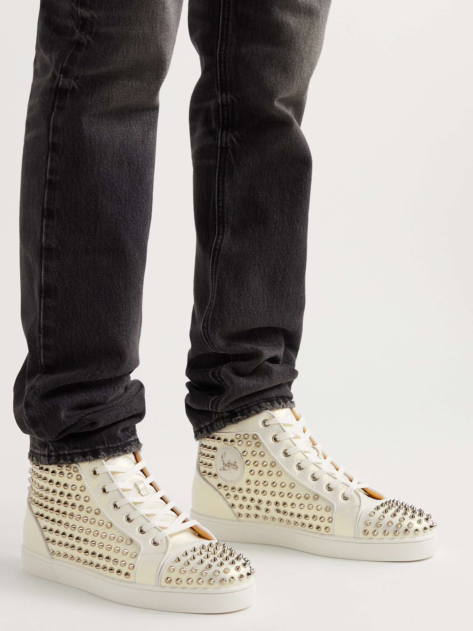 Louis Spiked Full-Grain Leather High-Top Sneakers - 2