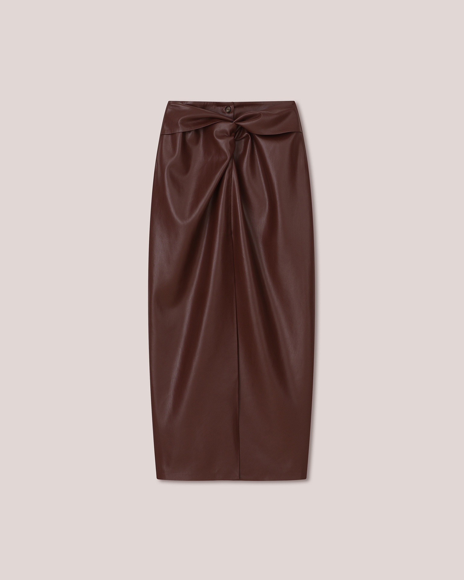 LEANE - Knotted OKOBOR™ alt-leather front sarong style skirt - Plum chutney - 1