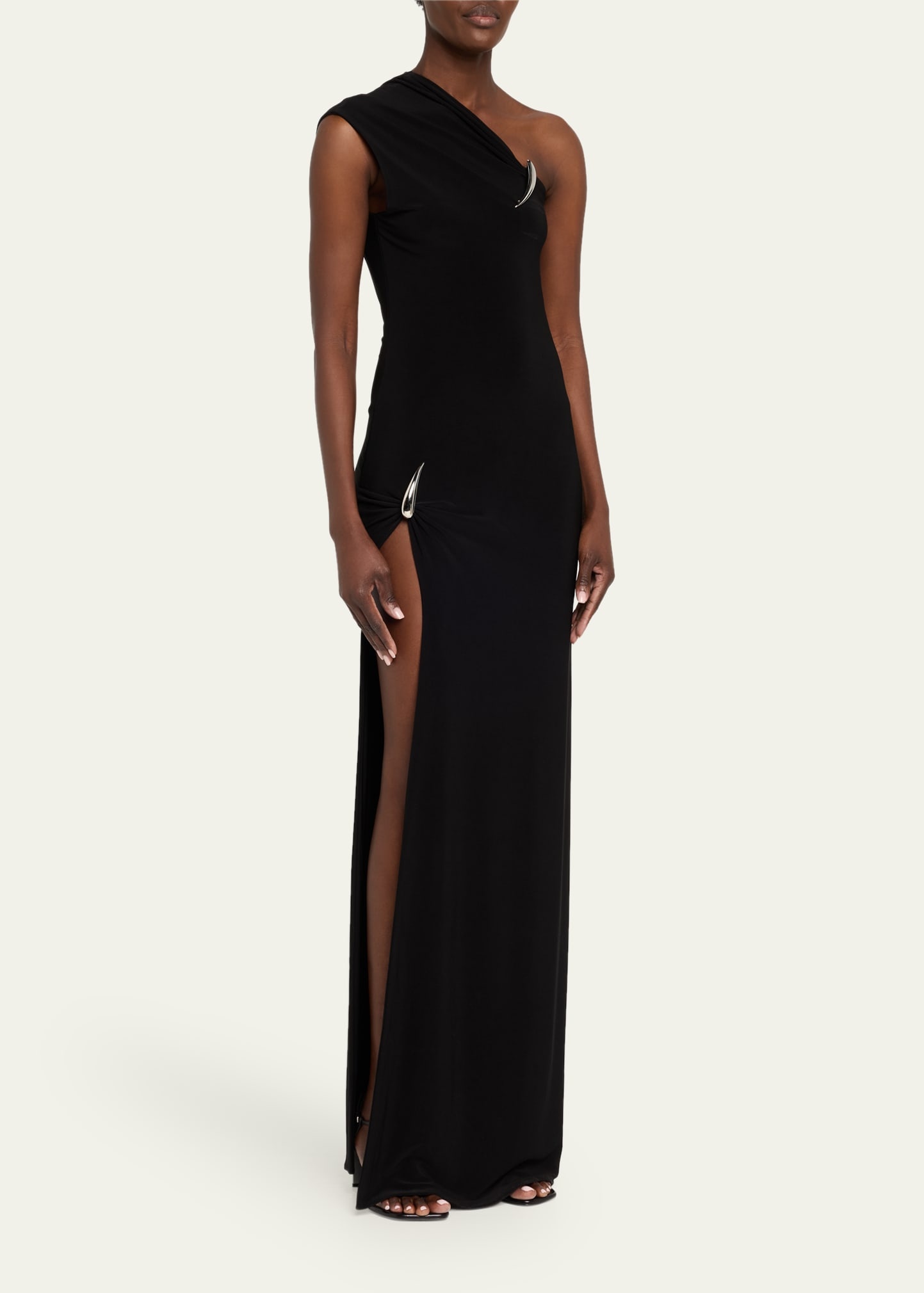 One-Shoulder Claw Slit Gown - 4