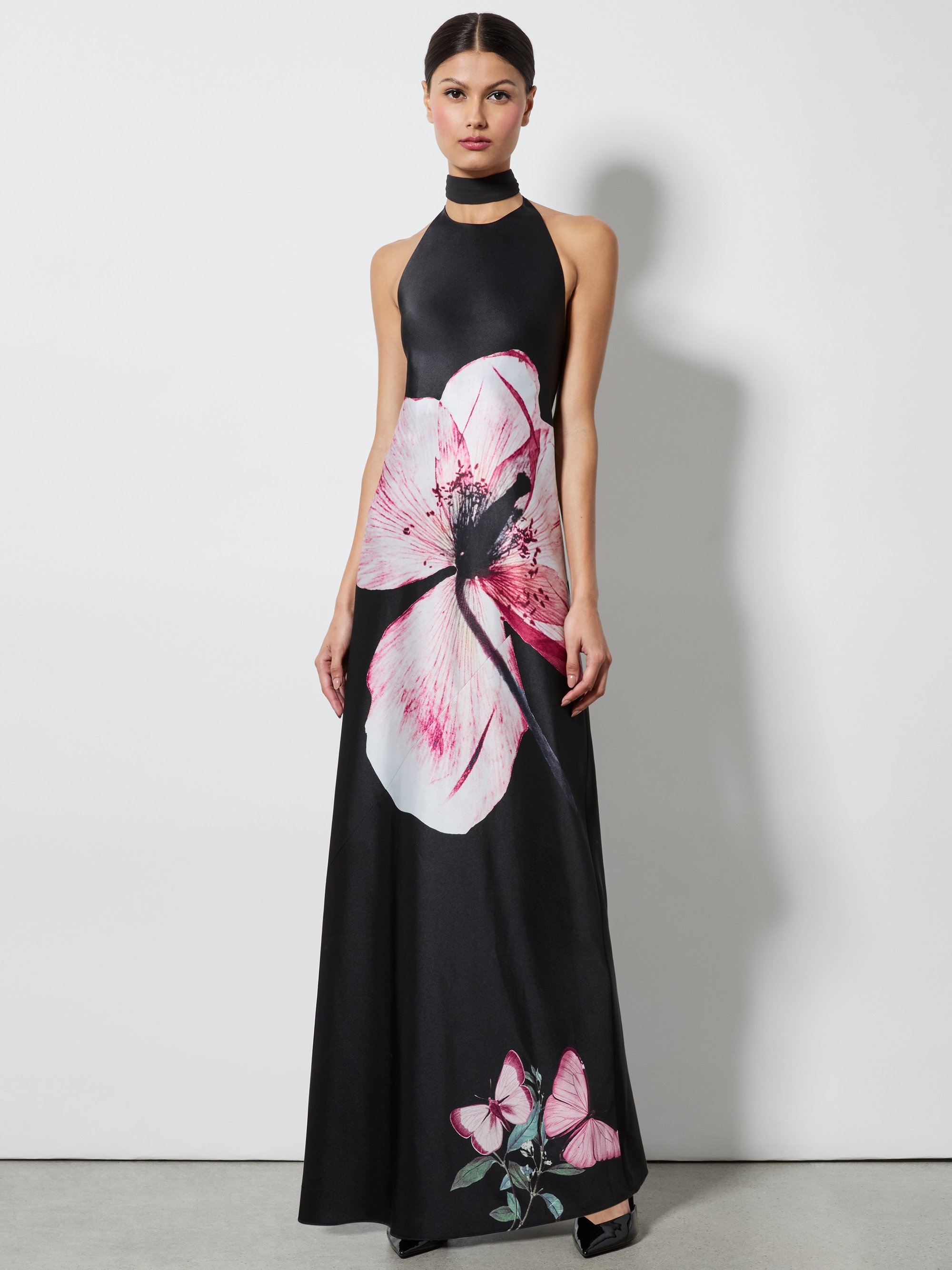 MONTANA COWL STRAP BACK MAXI GOWN WITH SCARF - 4