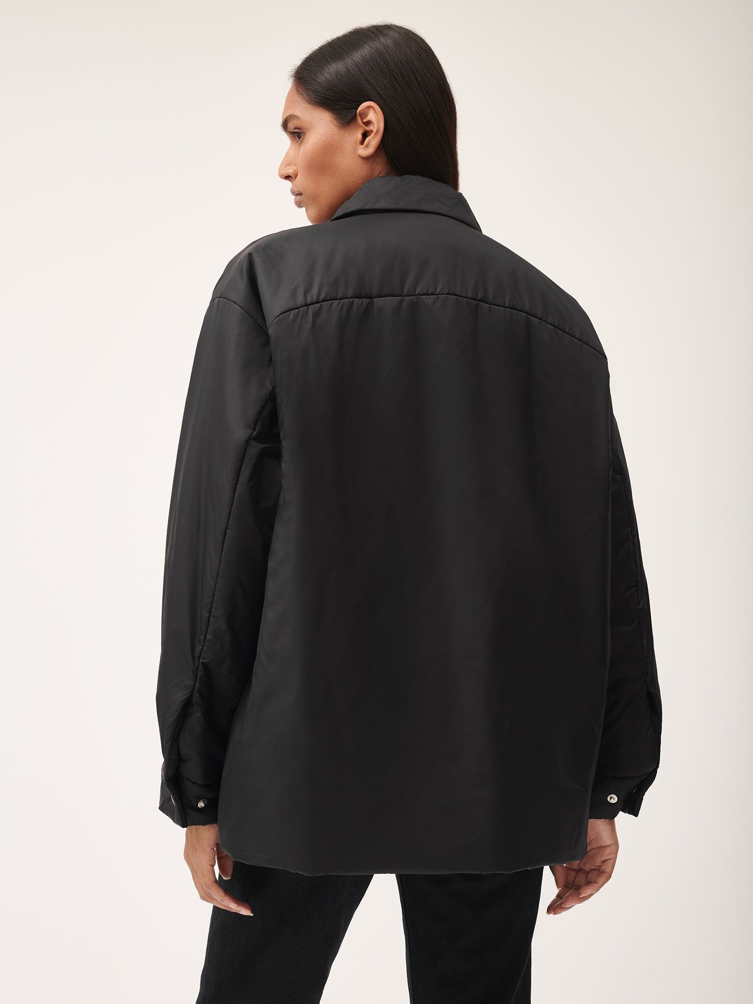 Womens Flower-Warmth Padded Overshirt - Black - 3