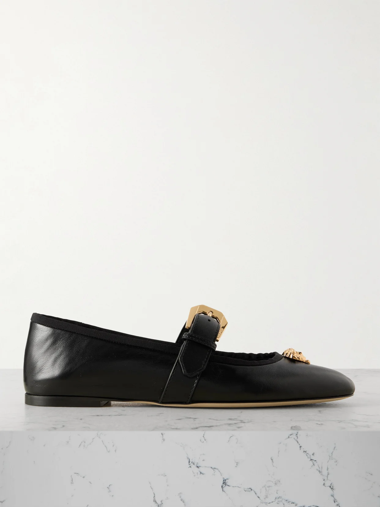 Embellished Leather Mary Jane Ballet Flats - 1