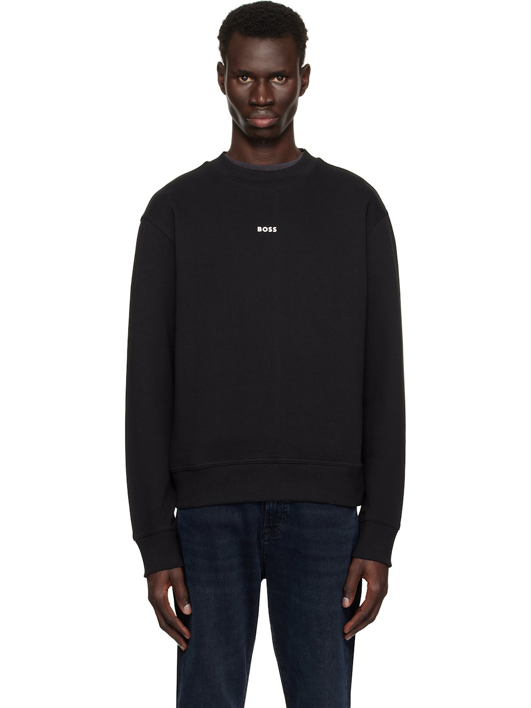 Black Relaxed-Fit Contrast Logo Sweatshirt - 1