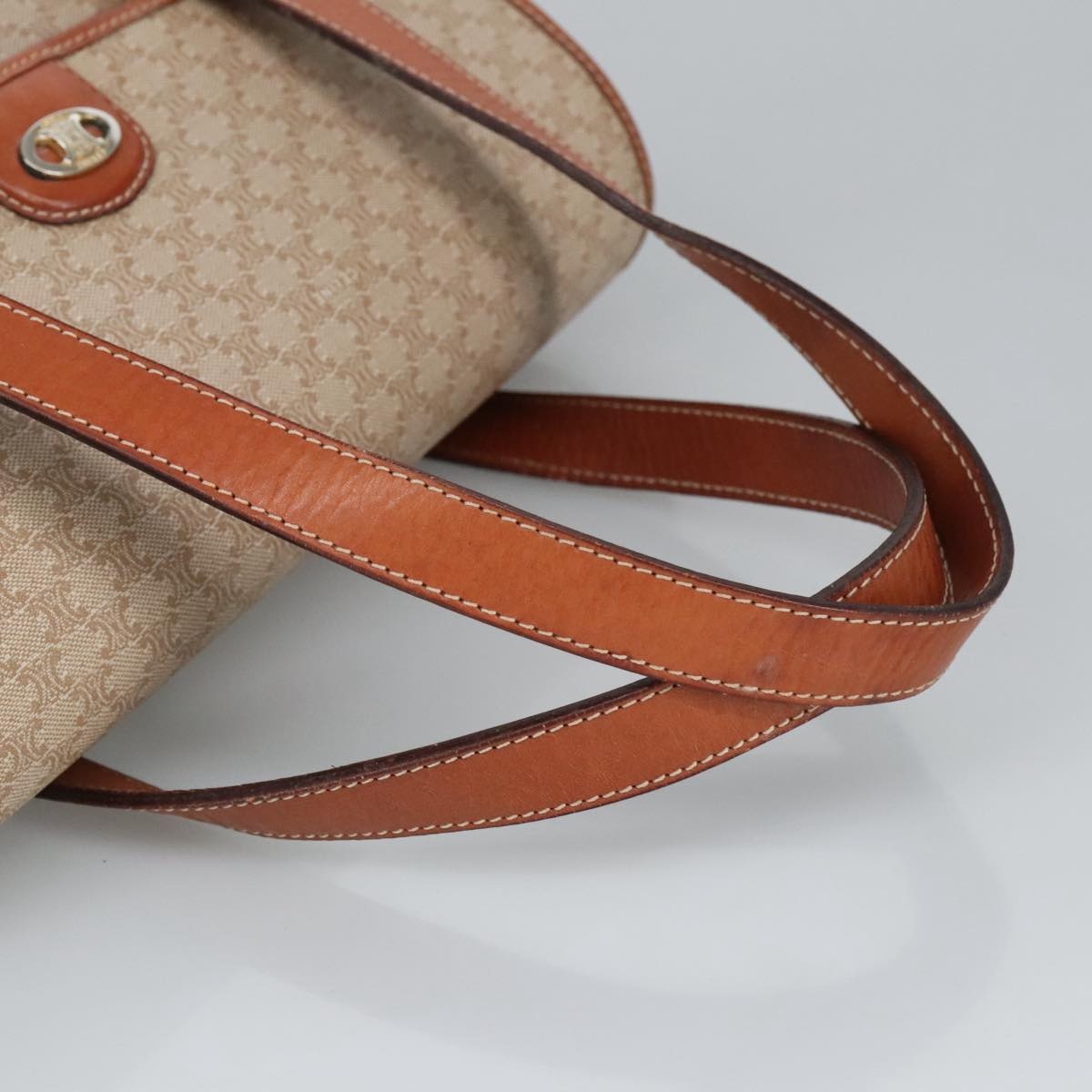 CELINE Macadam Canvas Hand Bag Beige Gold - 7