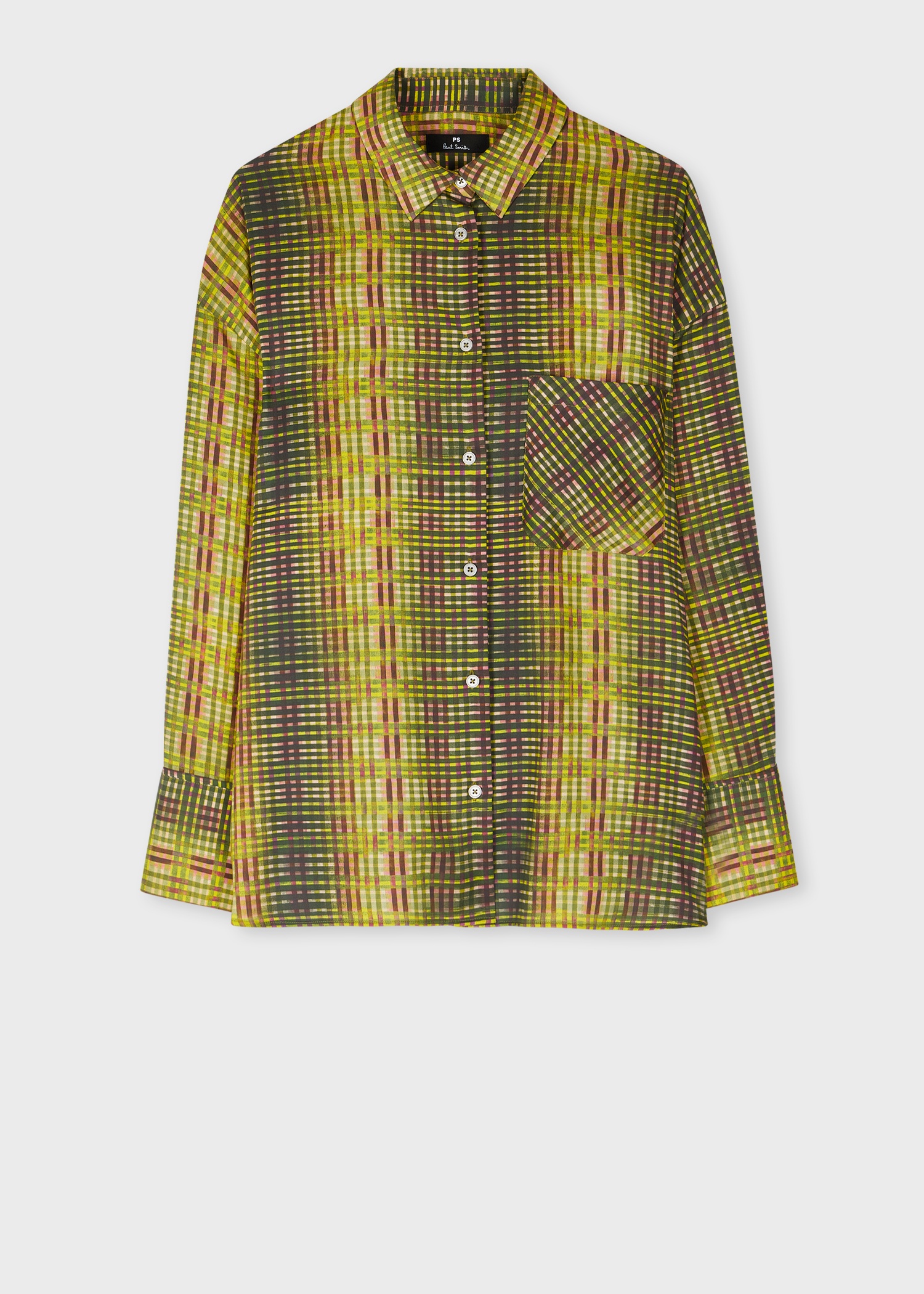 Women's Yellow and Black Check Shirt - 1