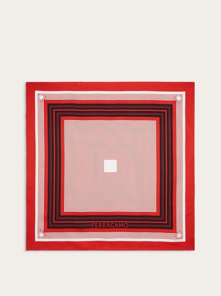 GEOMETRIC PRINT SILK FOULARD - 1