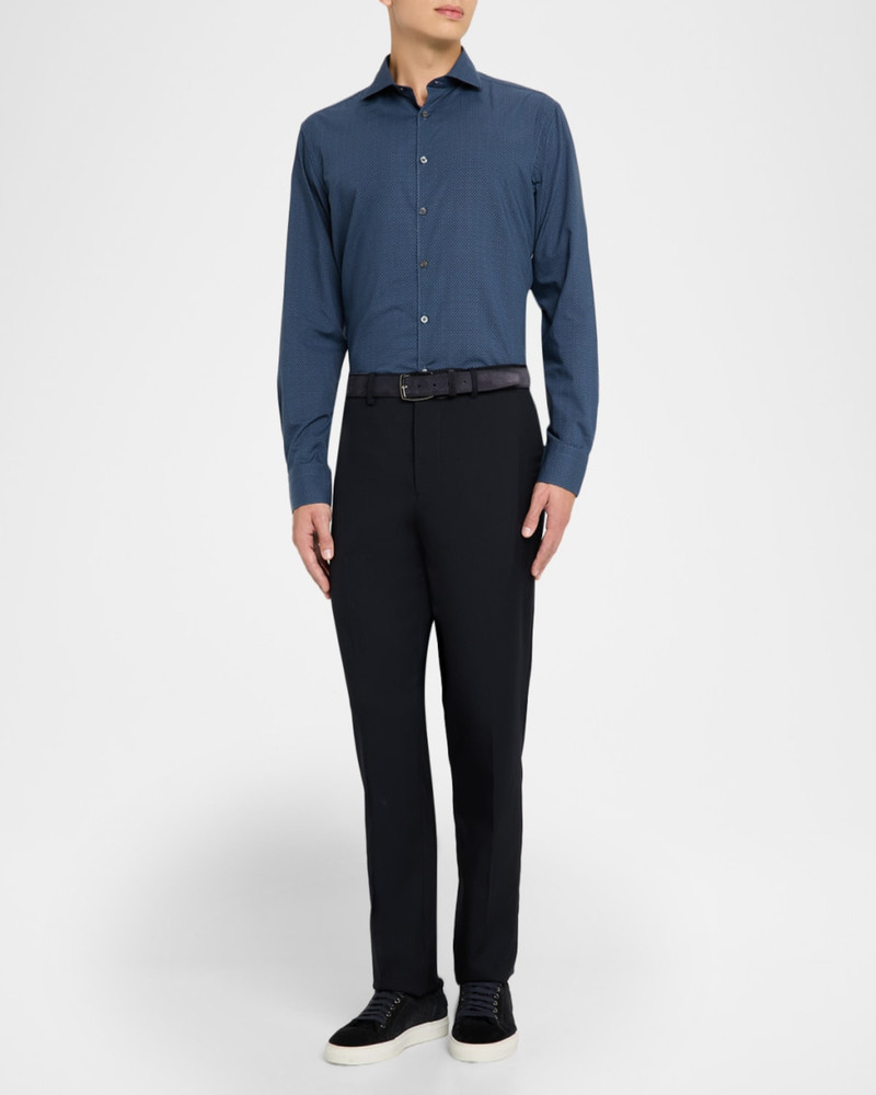 Canali Men's Neat Geometric Cotton and Lyocell Sport Shirt outlook