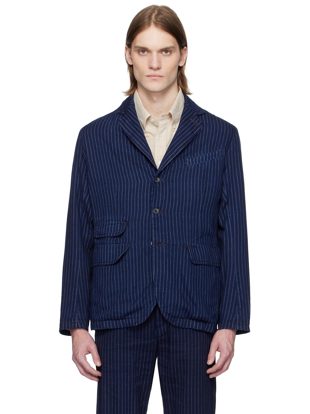 Indigo Unconstructed Twill Blazer - 1
