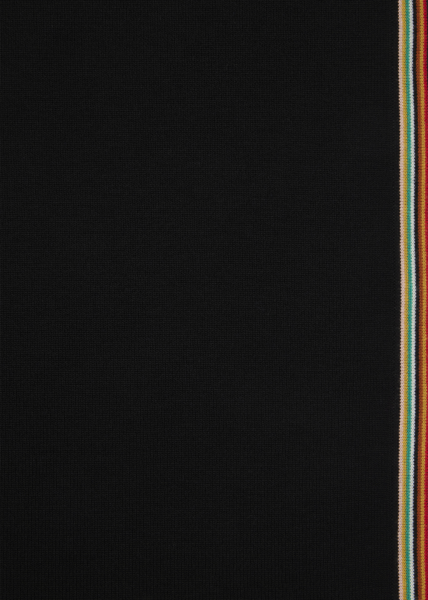 Black Merino Wool 'Signature Stripe' Trim Scarf - 3