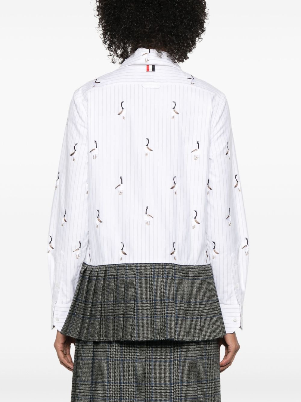pleated-hem striped shirt - 4
