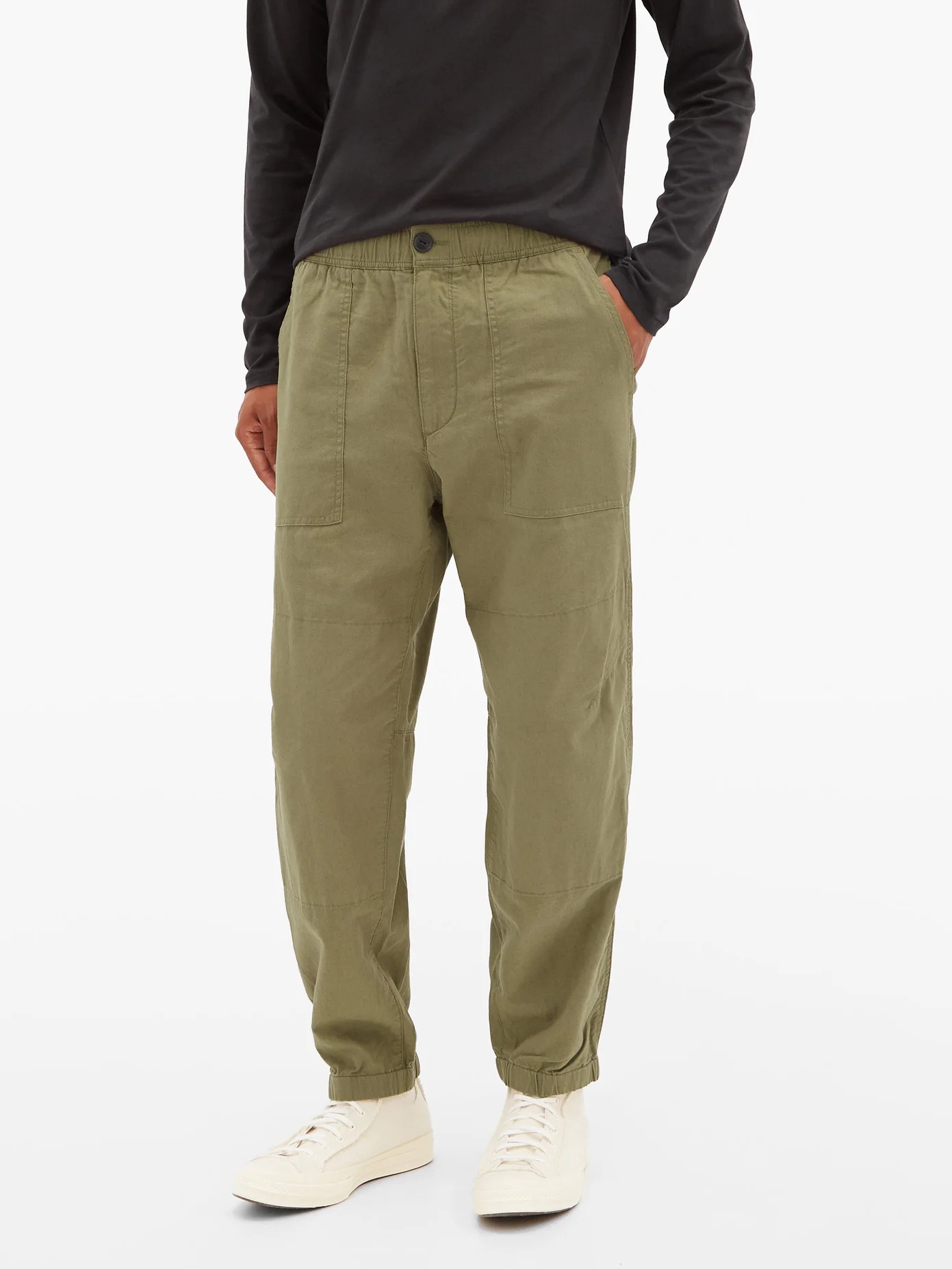 Zac elasticated-waist linen-blend trousers - 6