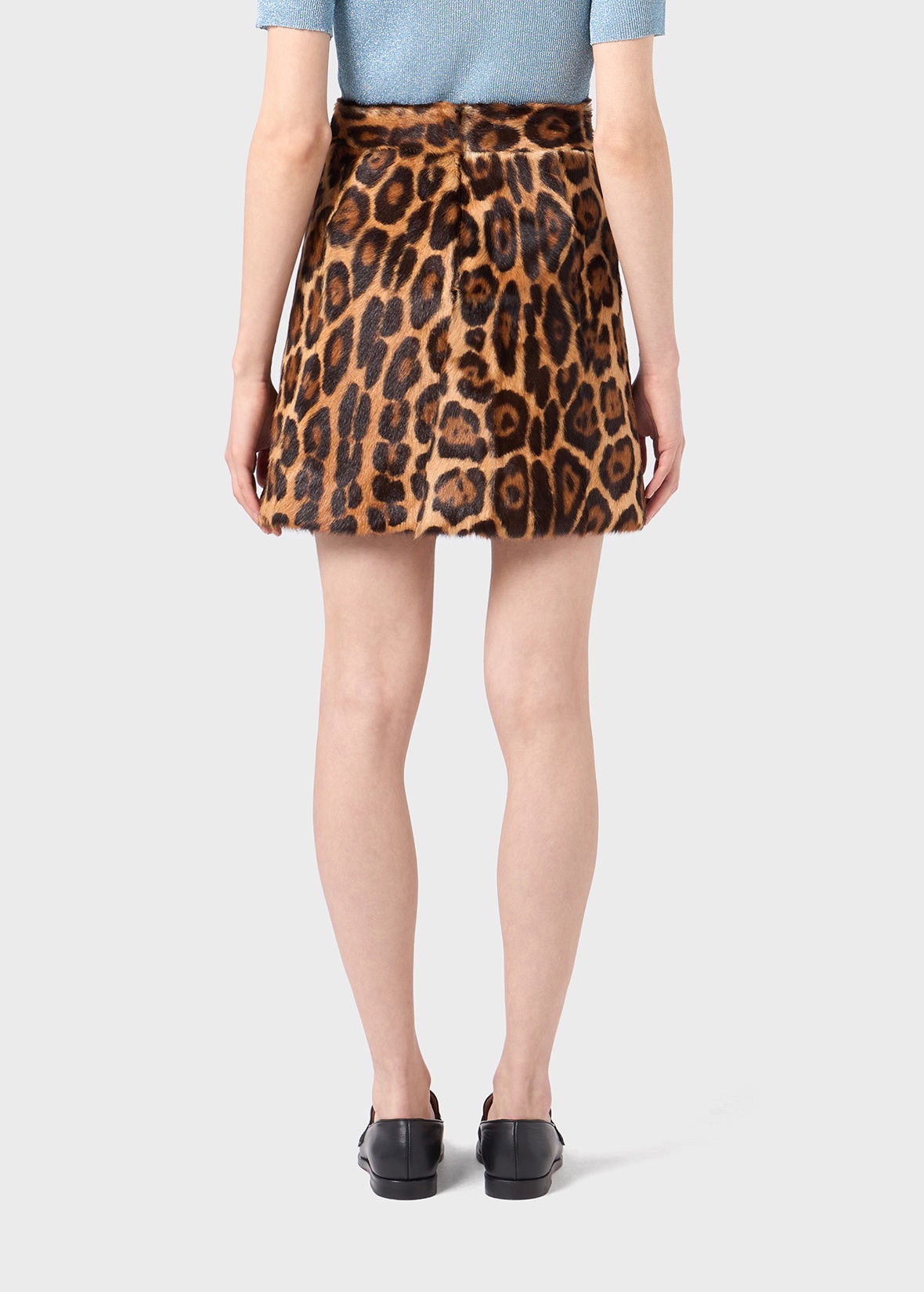 ANIMALIER PRINT FUR MINI SKIRT - 4