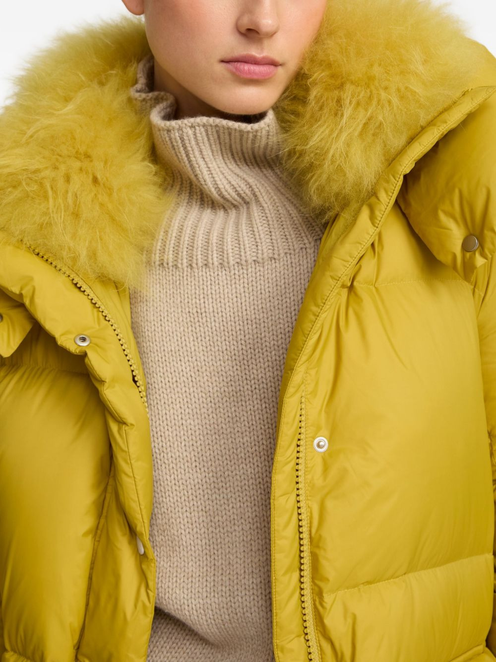 hoodedlambshearling down coat - 5