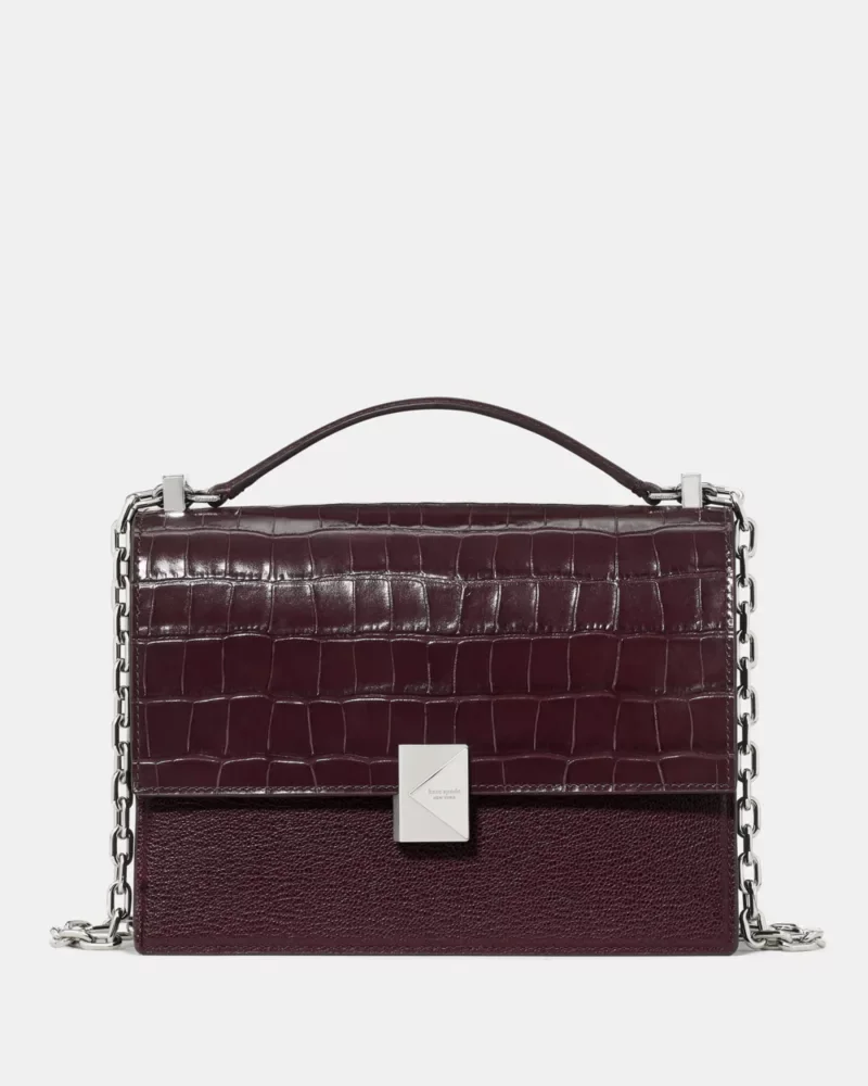 Deco Croc Embossed Chain Shoulder Bag - 1