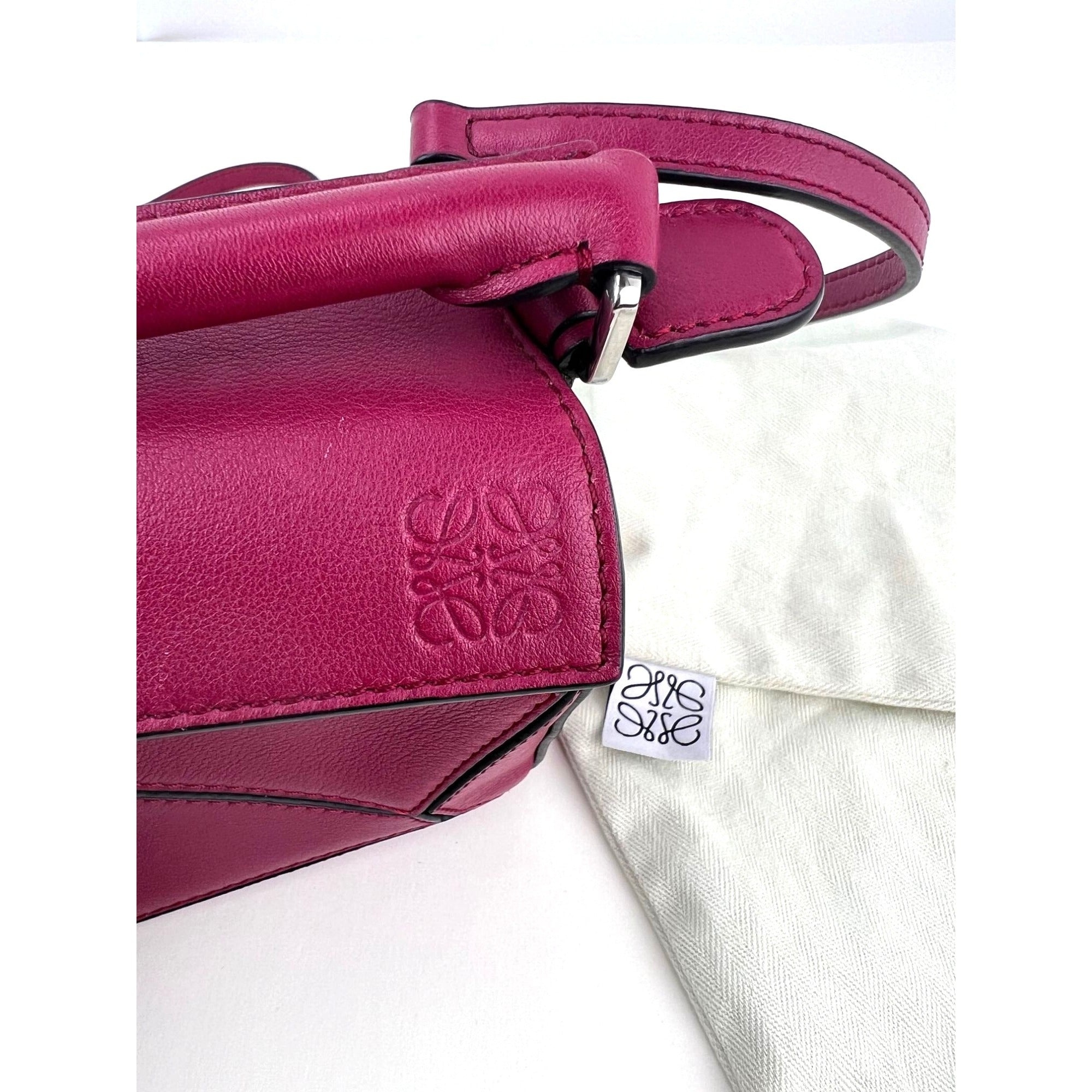 Loewe Calfskin Mini Crimson Puzzle Crossbody Hand Bag - 12