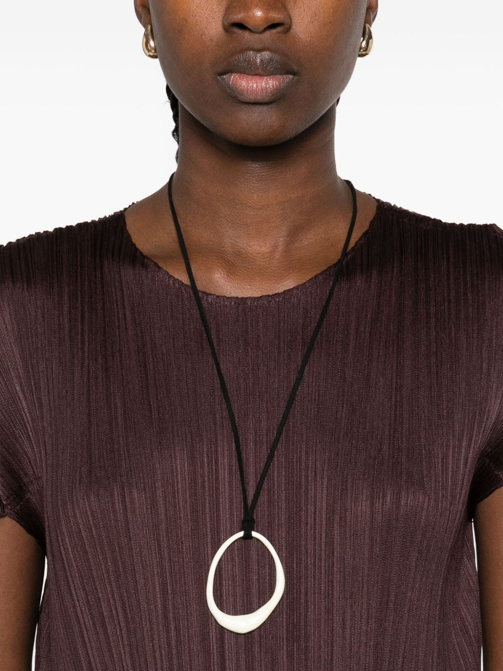 pleated crew-neck top - 5
