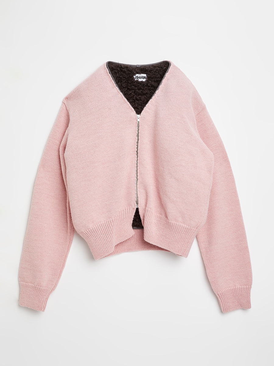 Mini Knitted Bomber Baby Pink - 1