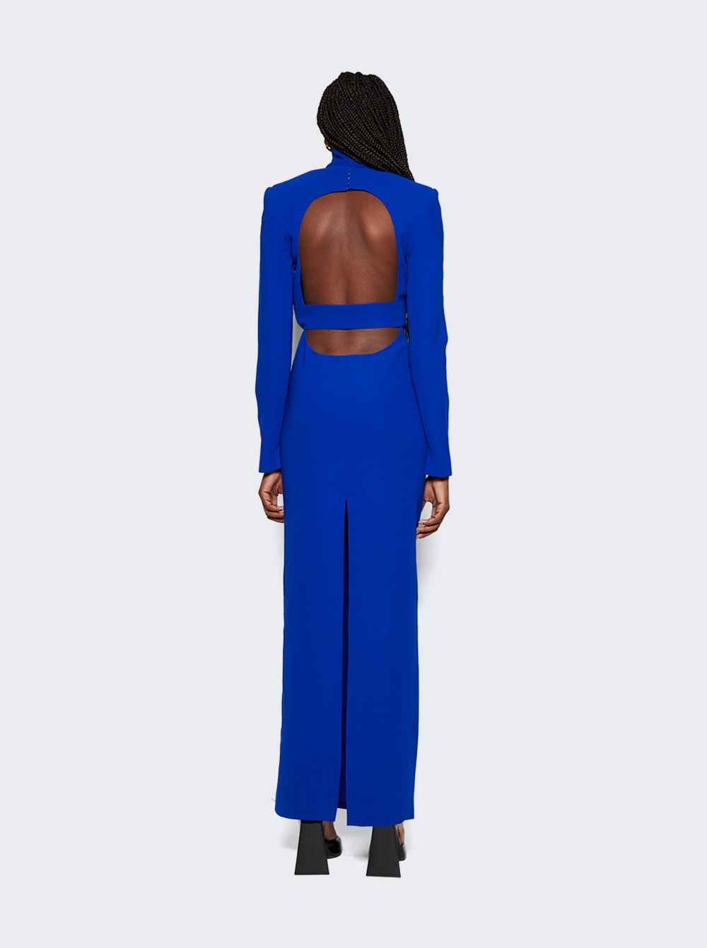 High Neck Backless Dress Blue - 4