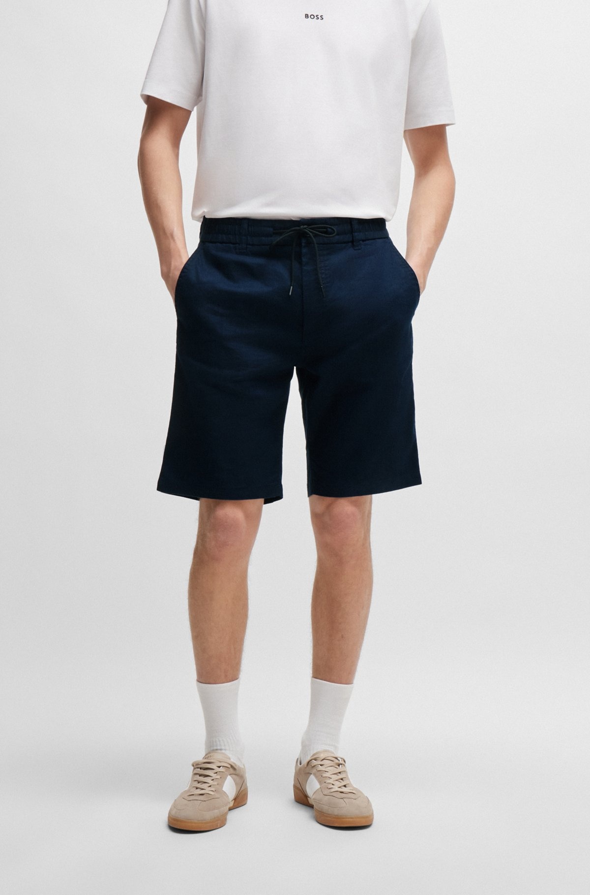 TAPERED-FIT SHORTS IN A LINEN BLEND - 2