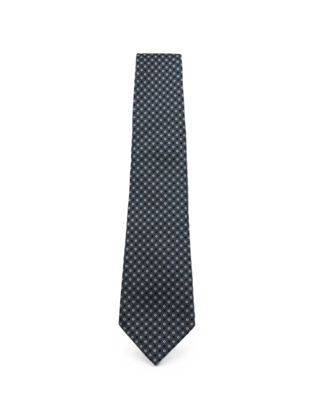 geometric-pattern silk tie - 1