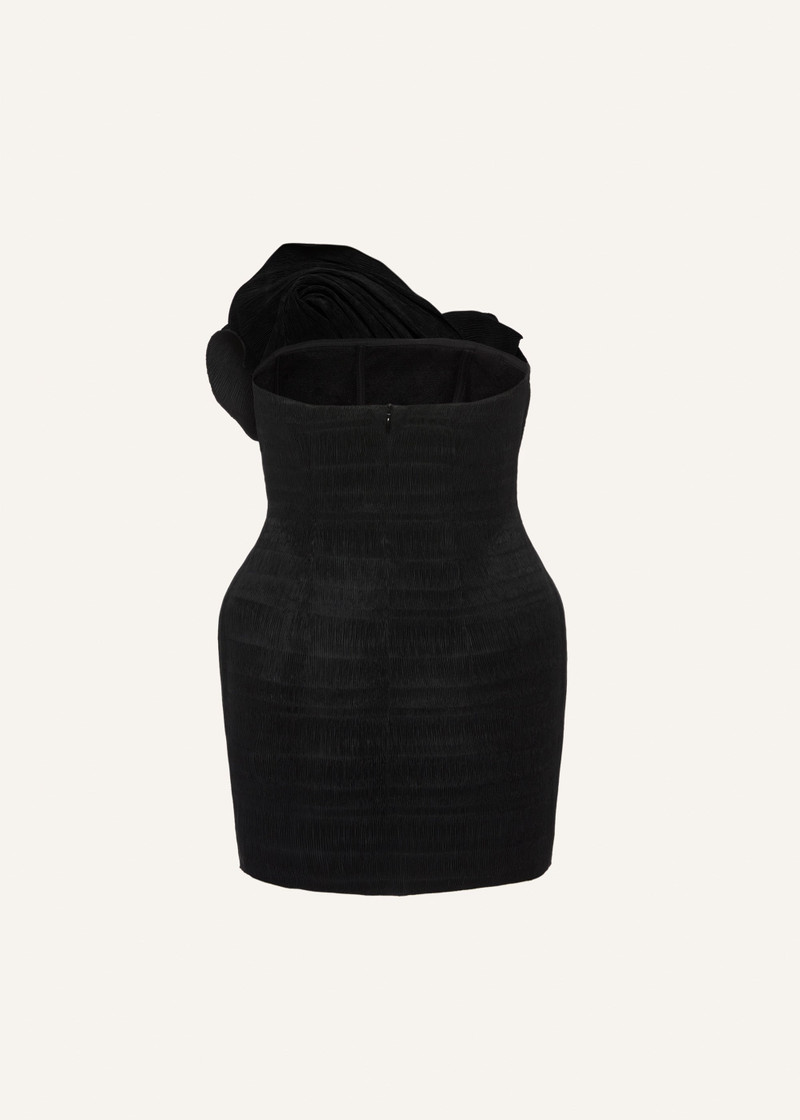 Sculpted rosette mini dress in black 2