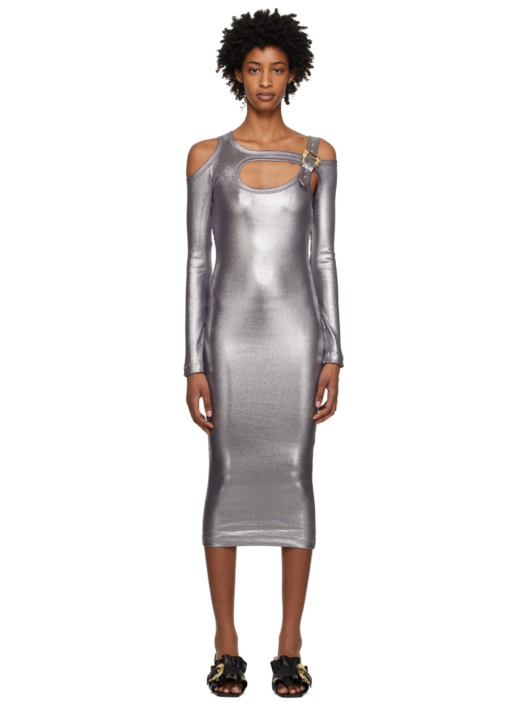 Silver Baroque Buckle Midi Dress - 1