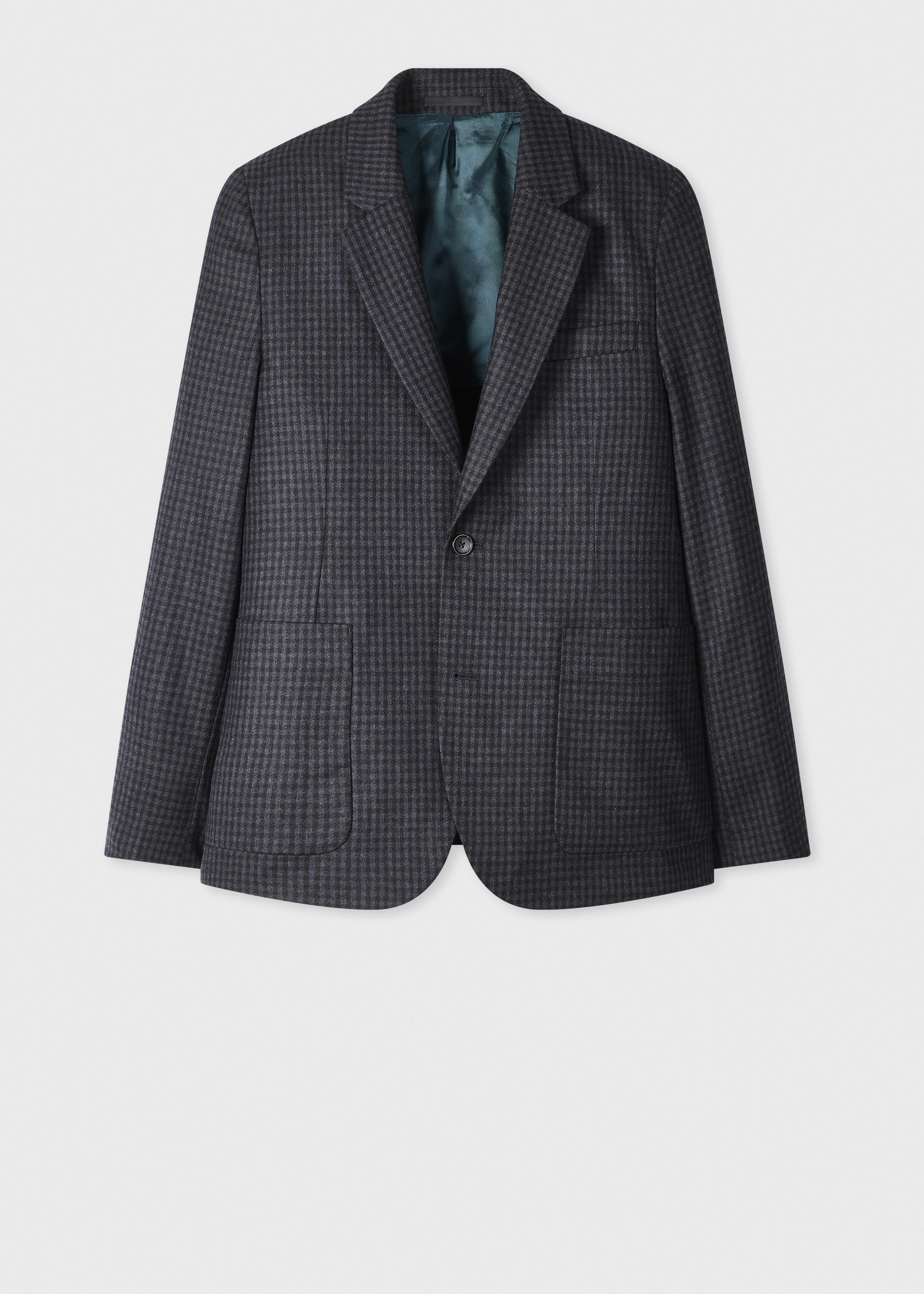 Navy Check Wool Buggy-Lined Blazer - 1