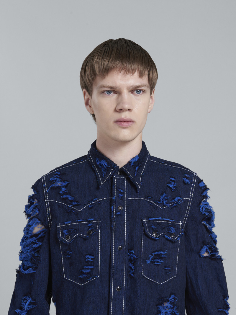 BLUE DENIM SHIRT WITH RIPS 4