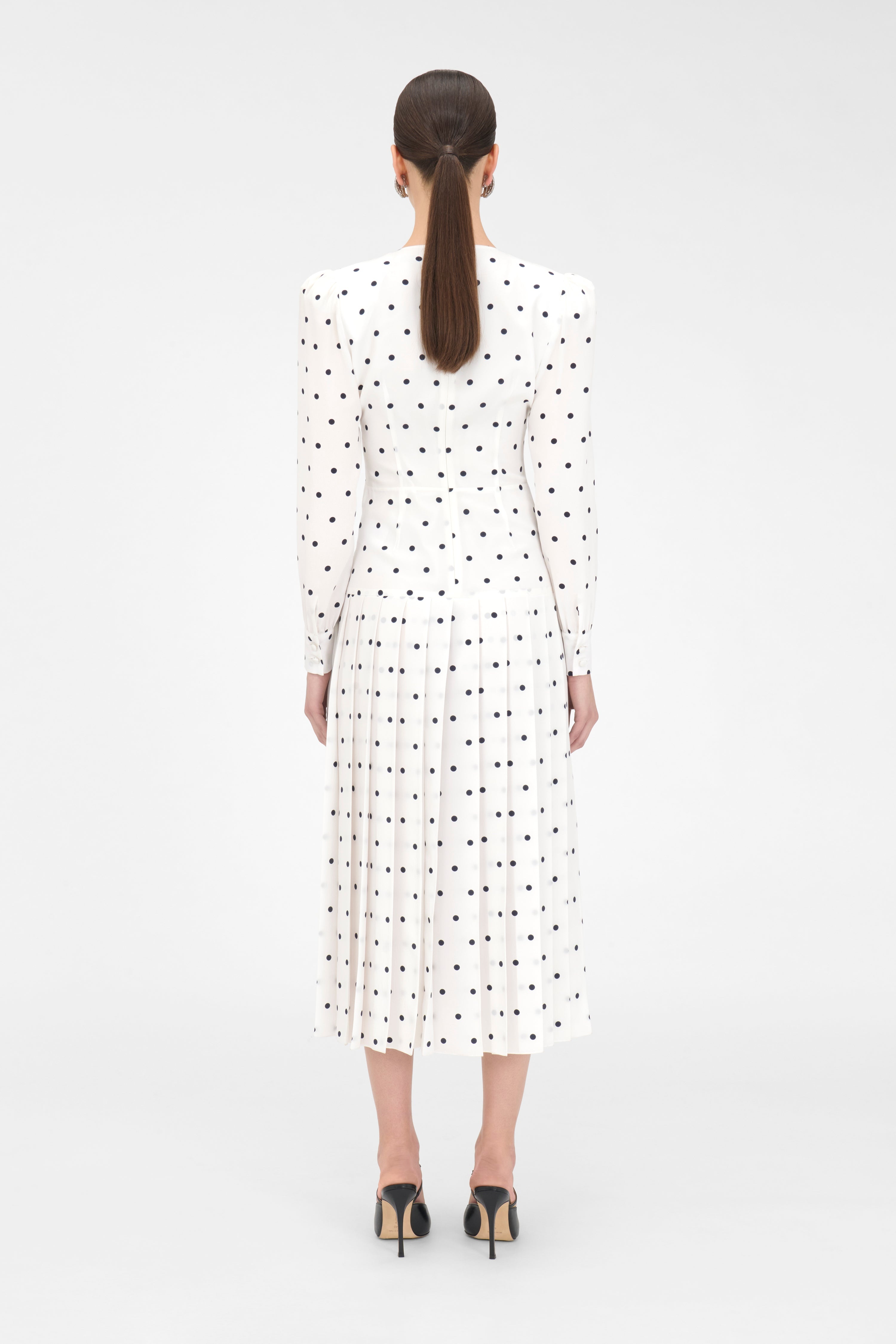 POLKA DOT DRESS WITH PLEATED SKIRT - 4