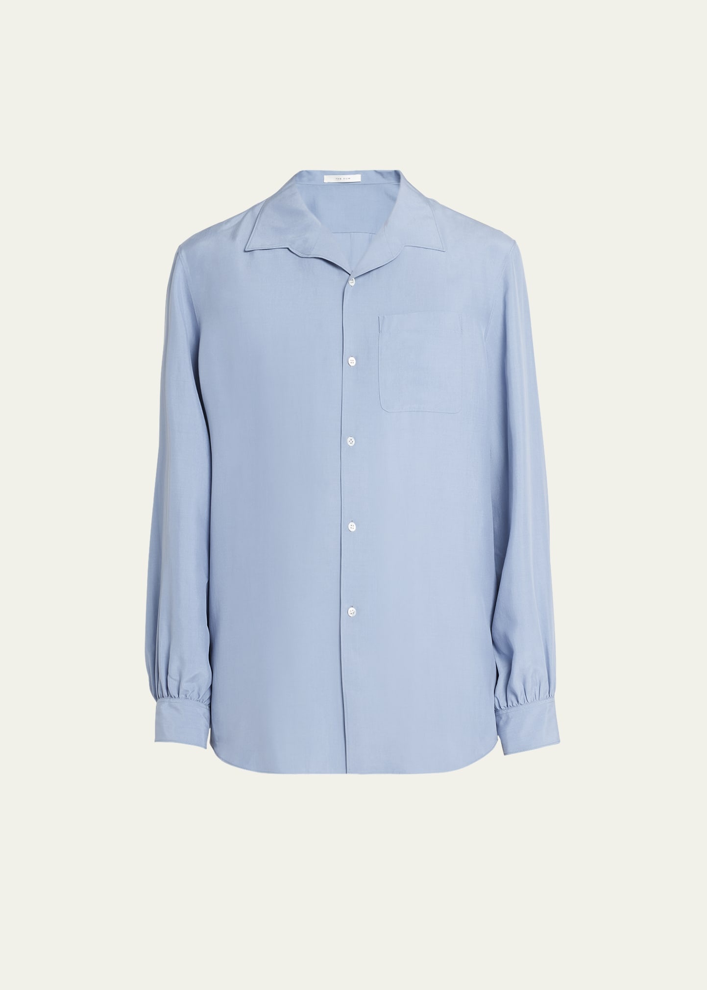 Men's Kiton Open-Collar Silk Button-Front Shirt - 1