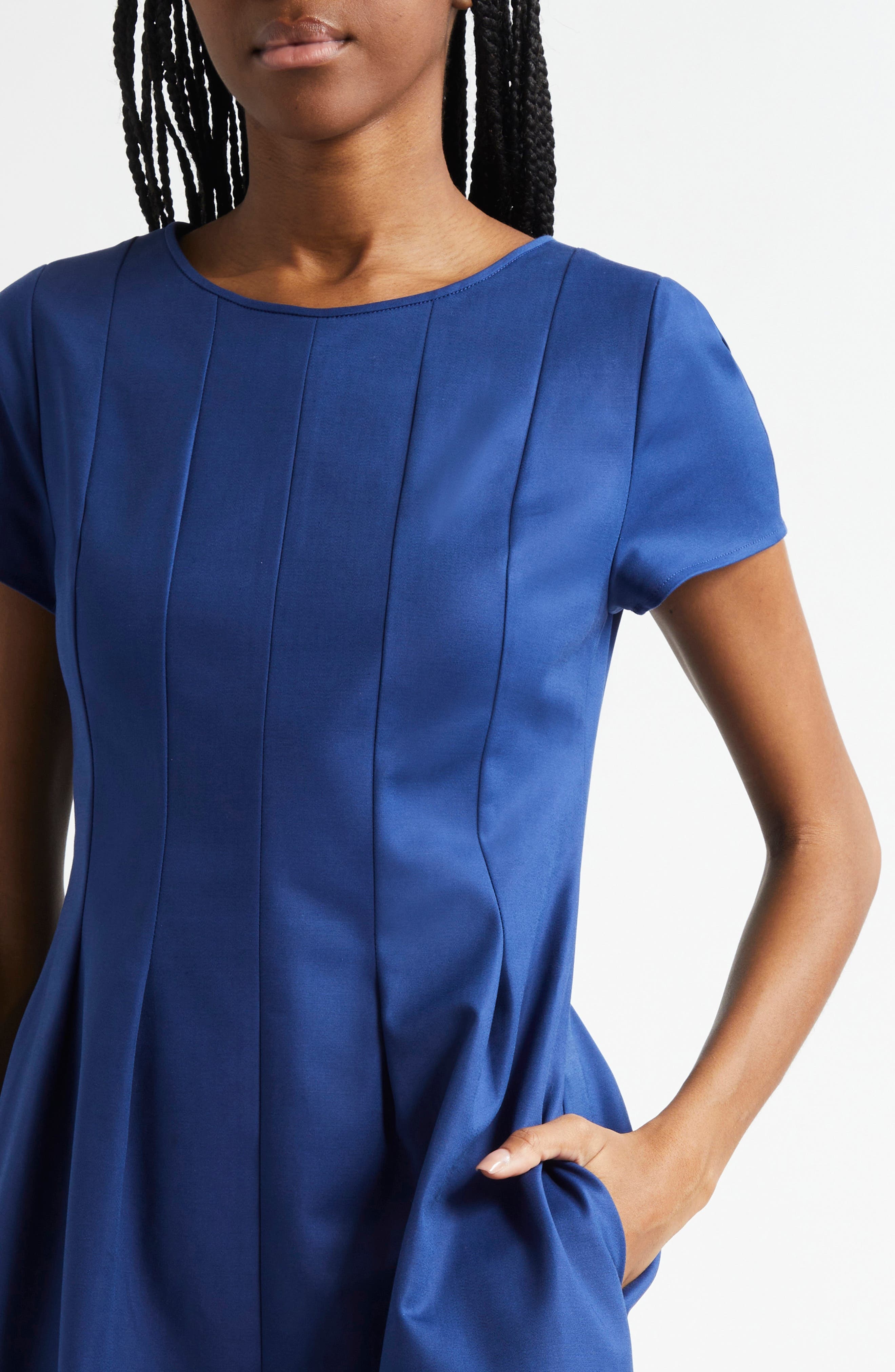 Emporio Armani Cotton Blend Fit & Flare Dress in Cobalt Blue at Nordstrom - 4