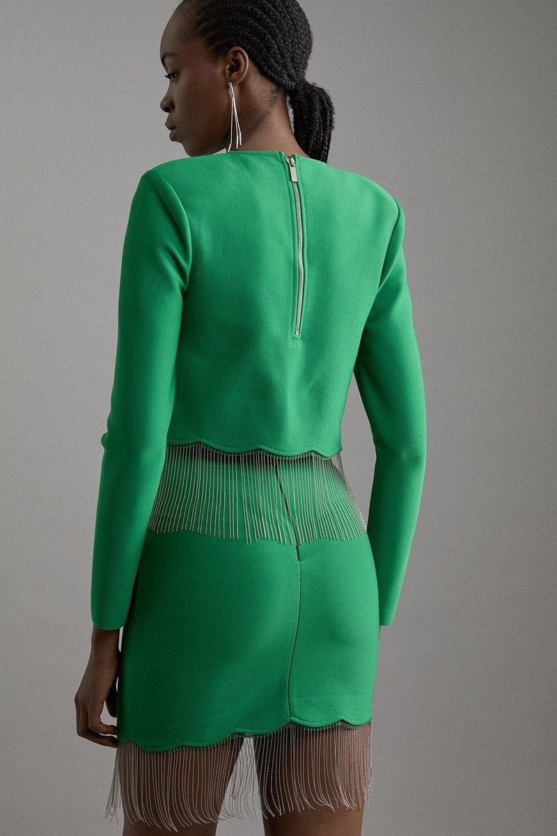 Figure Form Bandage Knit Scallop Tassel Skirt 5