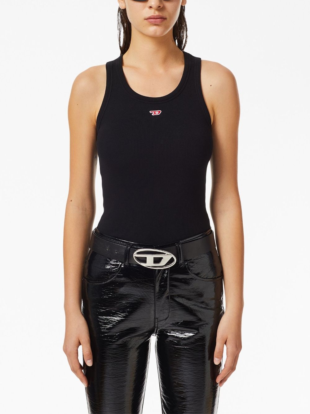 logo-patch sleeveless vest top - 3
