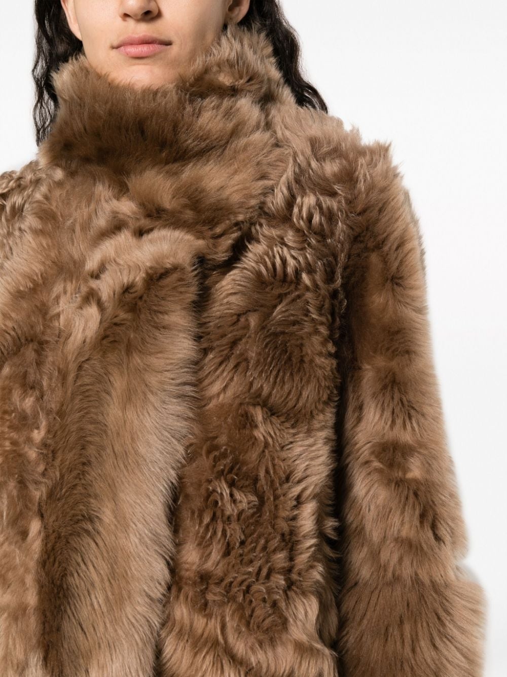 shearling stand up-collar jacket - 5