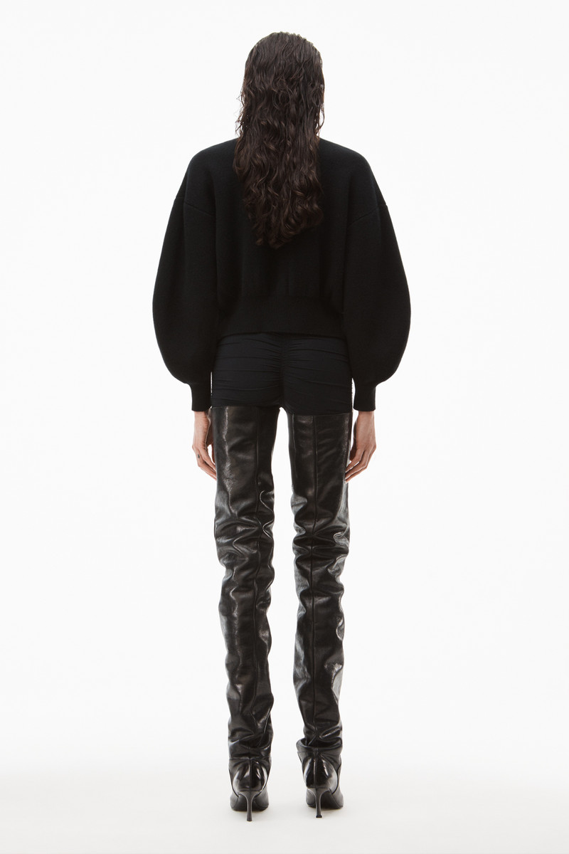 crystal trim cardigan in boiled wool 4