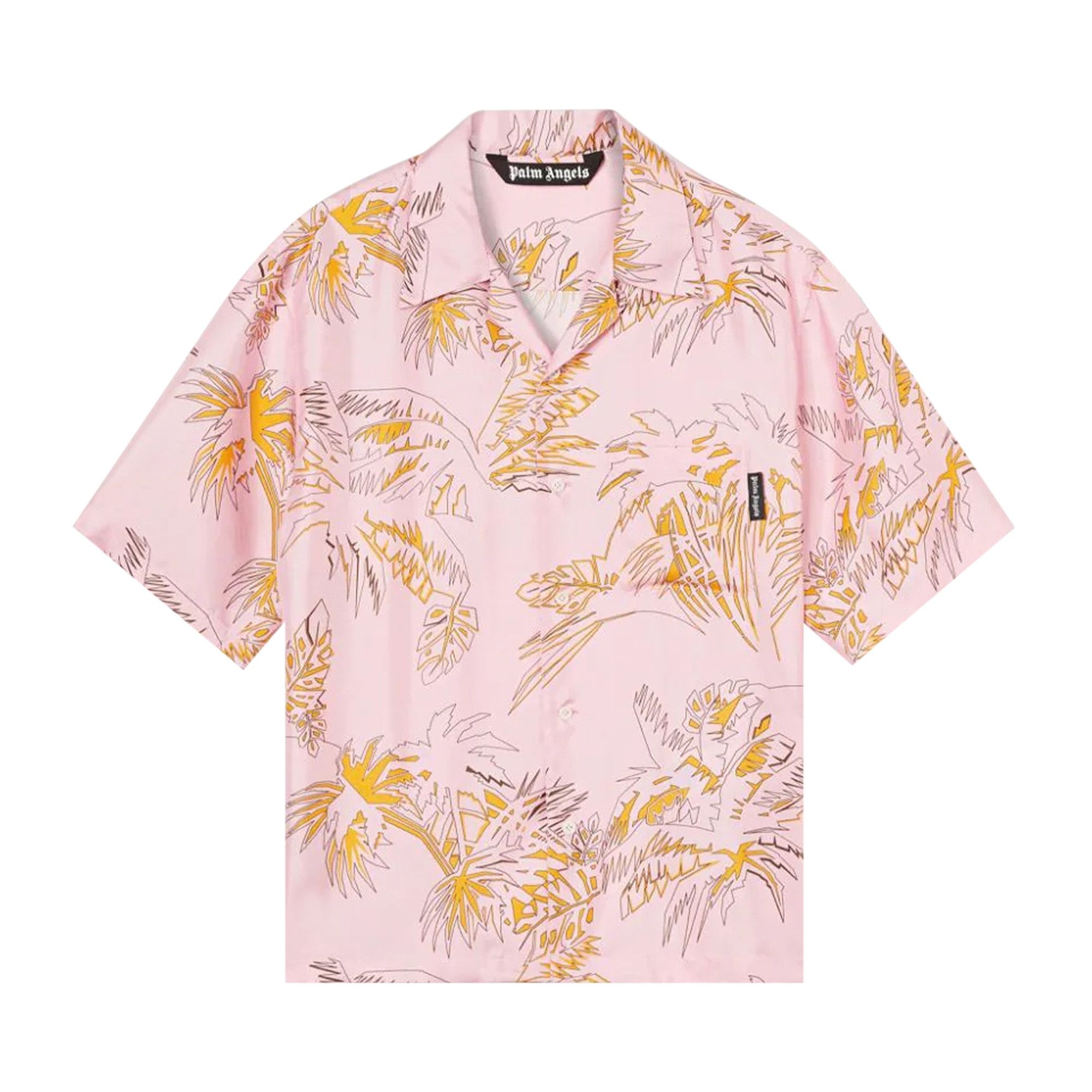 Palm Angels Abstract Palms Bowling Shirt 'Pink/Gold' - 1