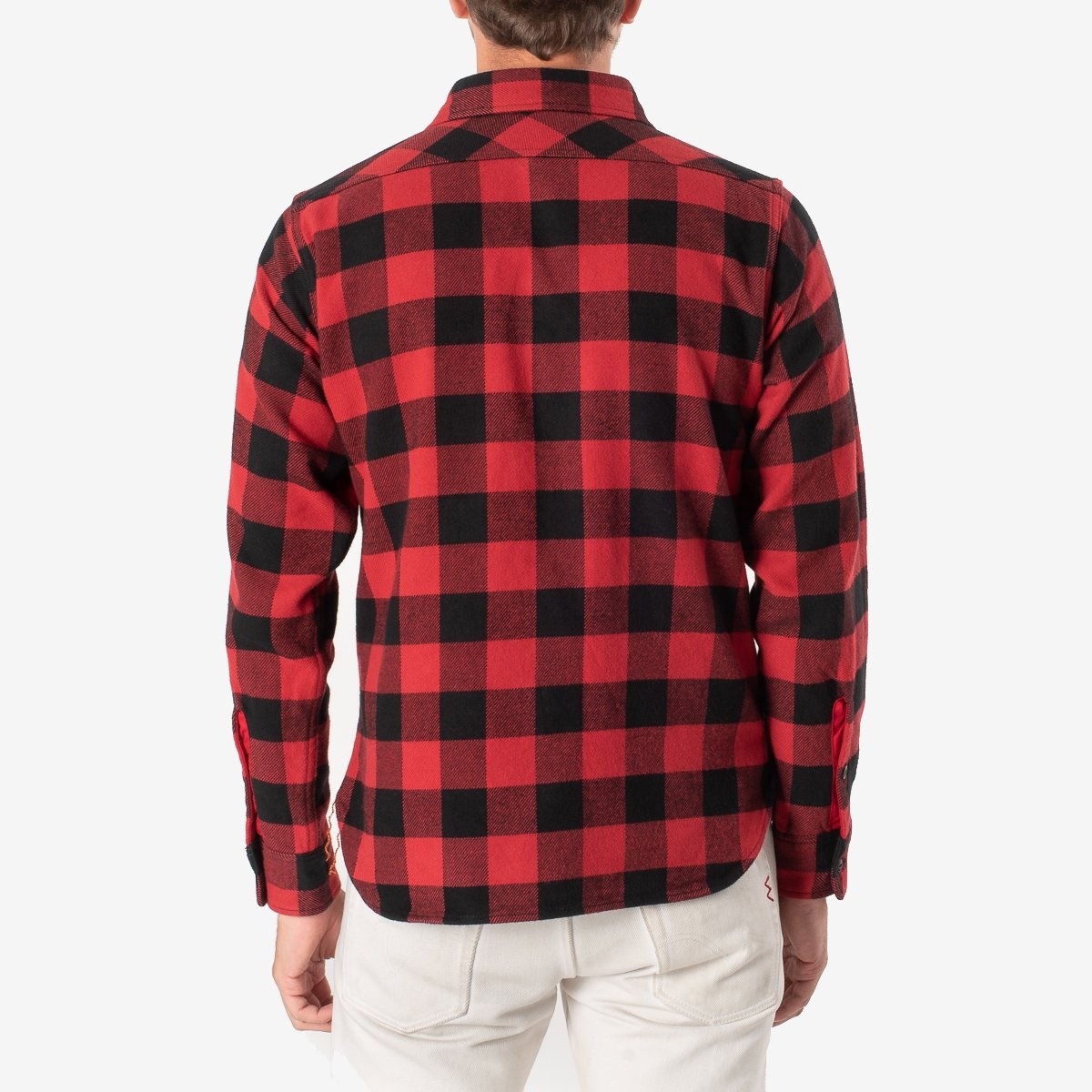 IHSH-244-RED Ultra Heavy Flannel Buffalo Check Work Shirt - Red/Black - 3