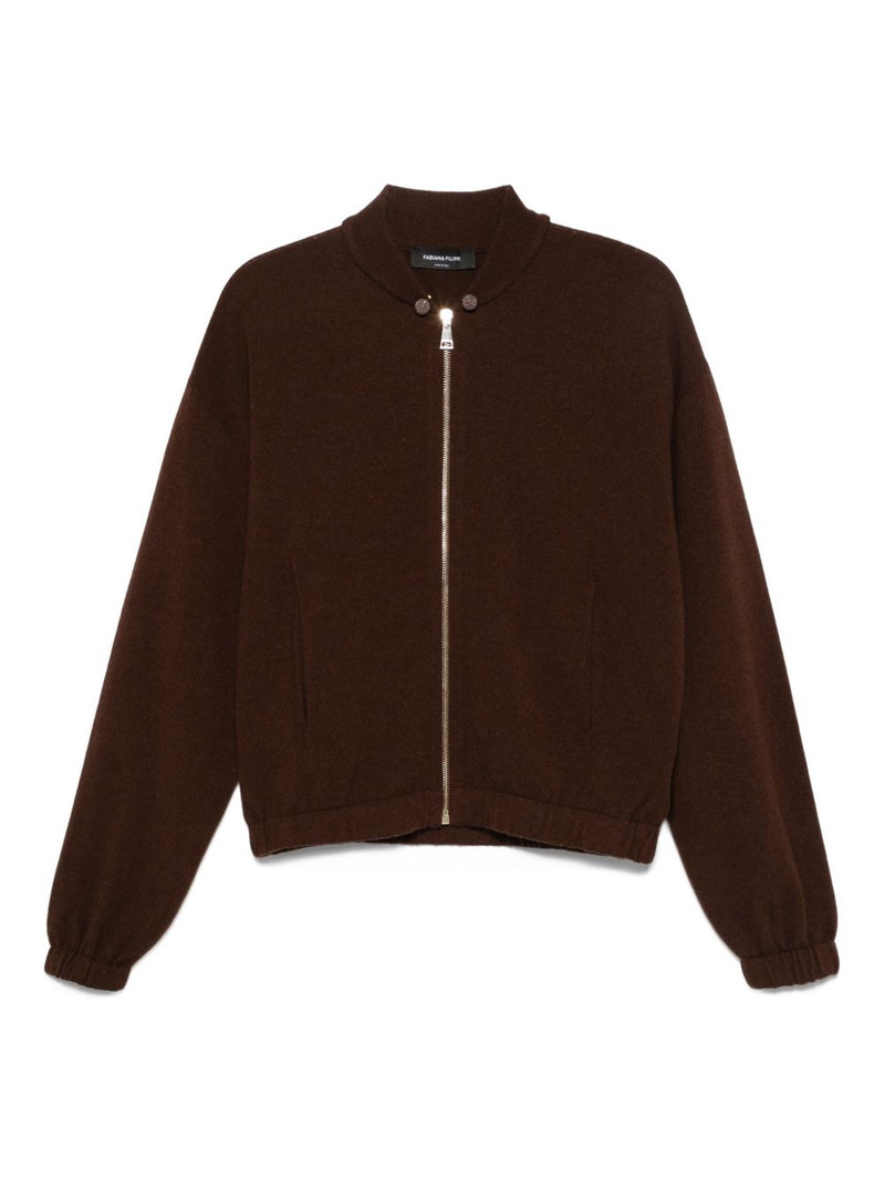 zip-front ribbed-knit cardigan 1
