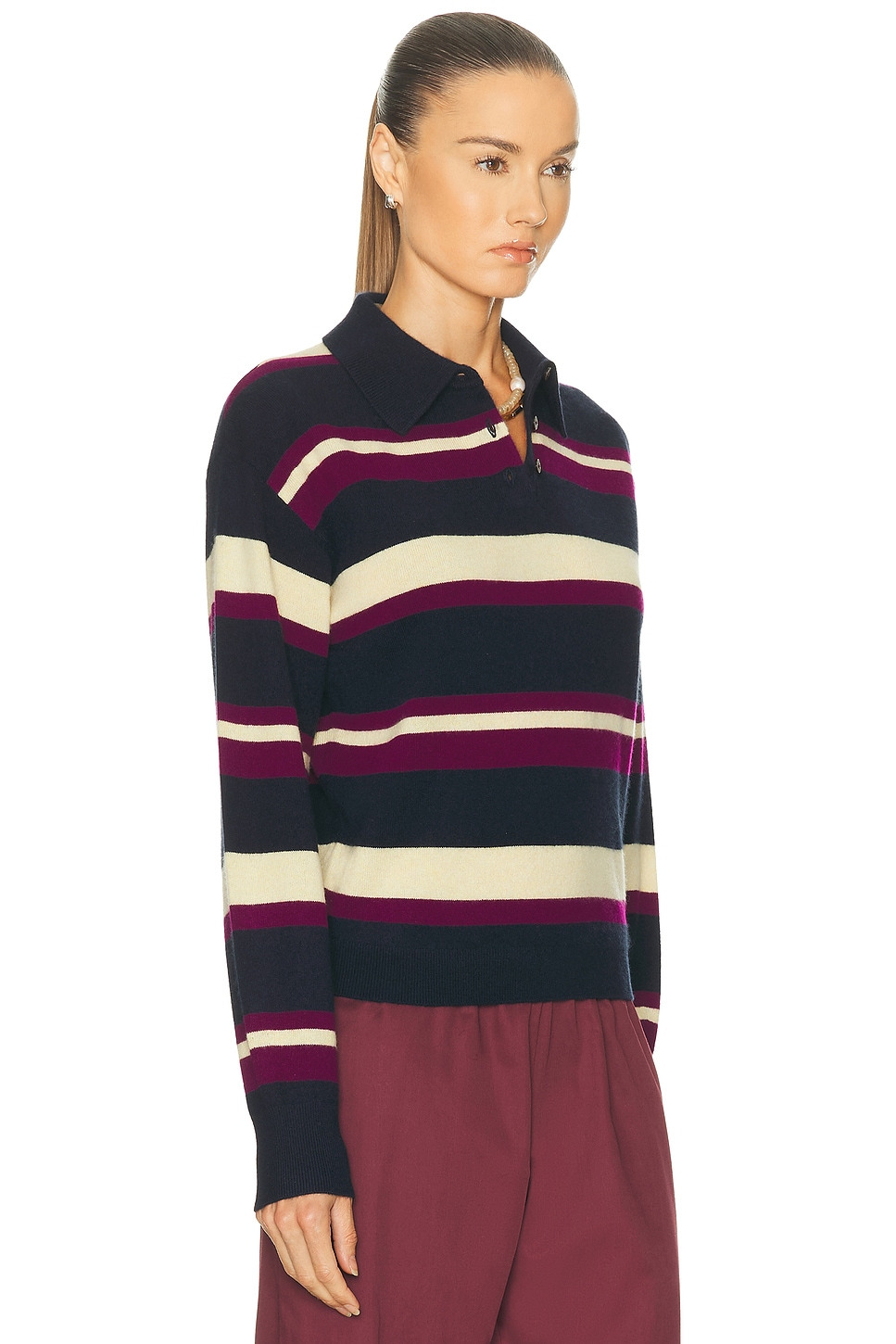 Collegiate Stripe Polo Top - 2