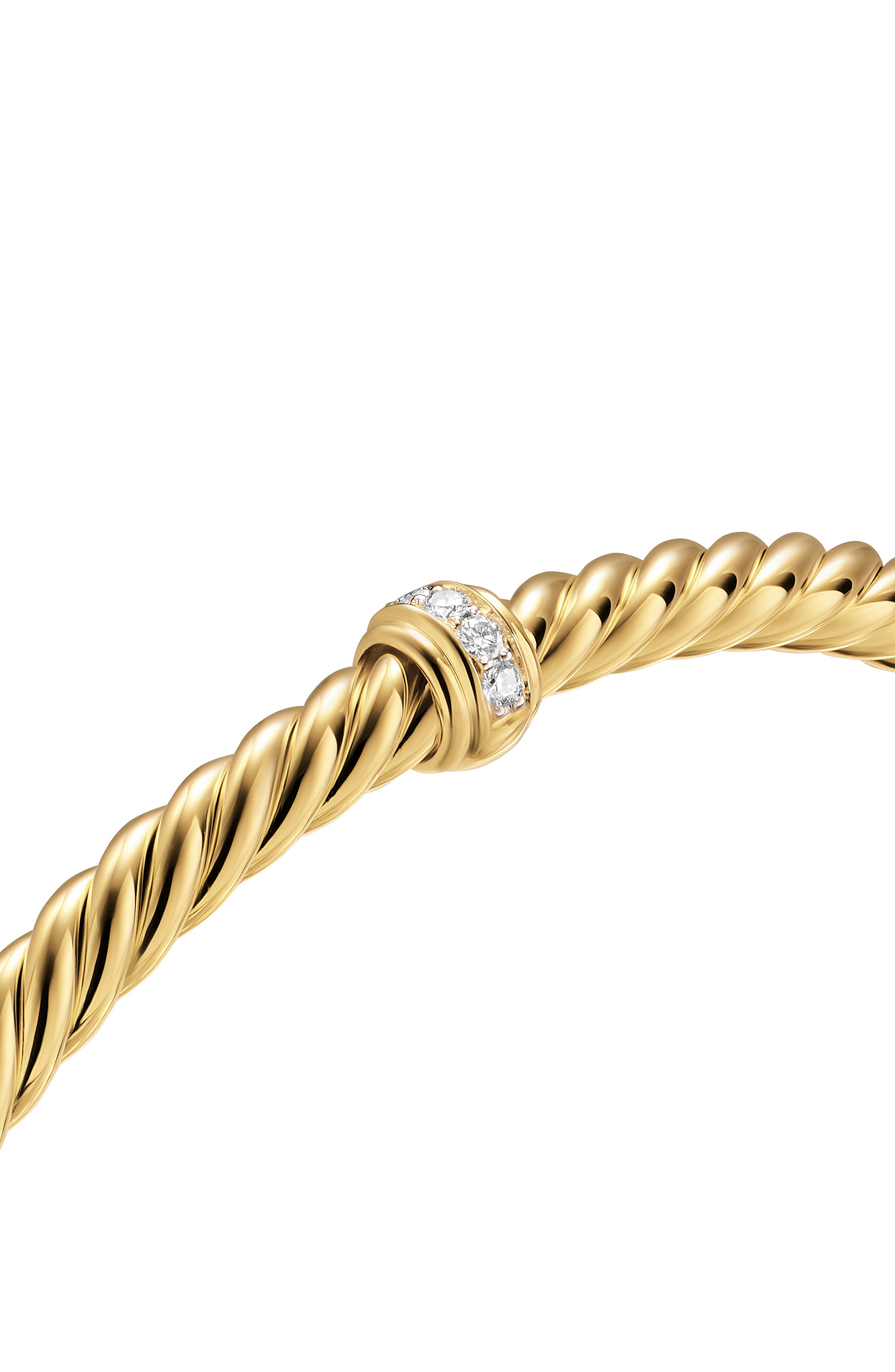 David Yurman Cablespira® Flex Bracelet in 18K Yellow Gold with Diamonds, 4mm at Nordstrom - 4