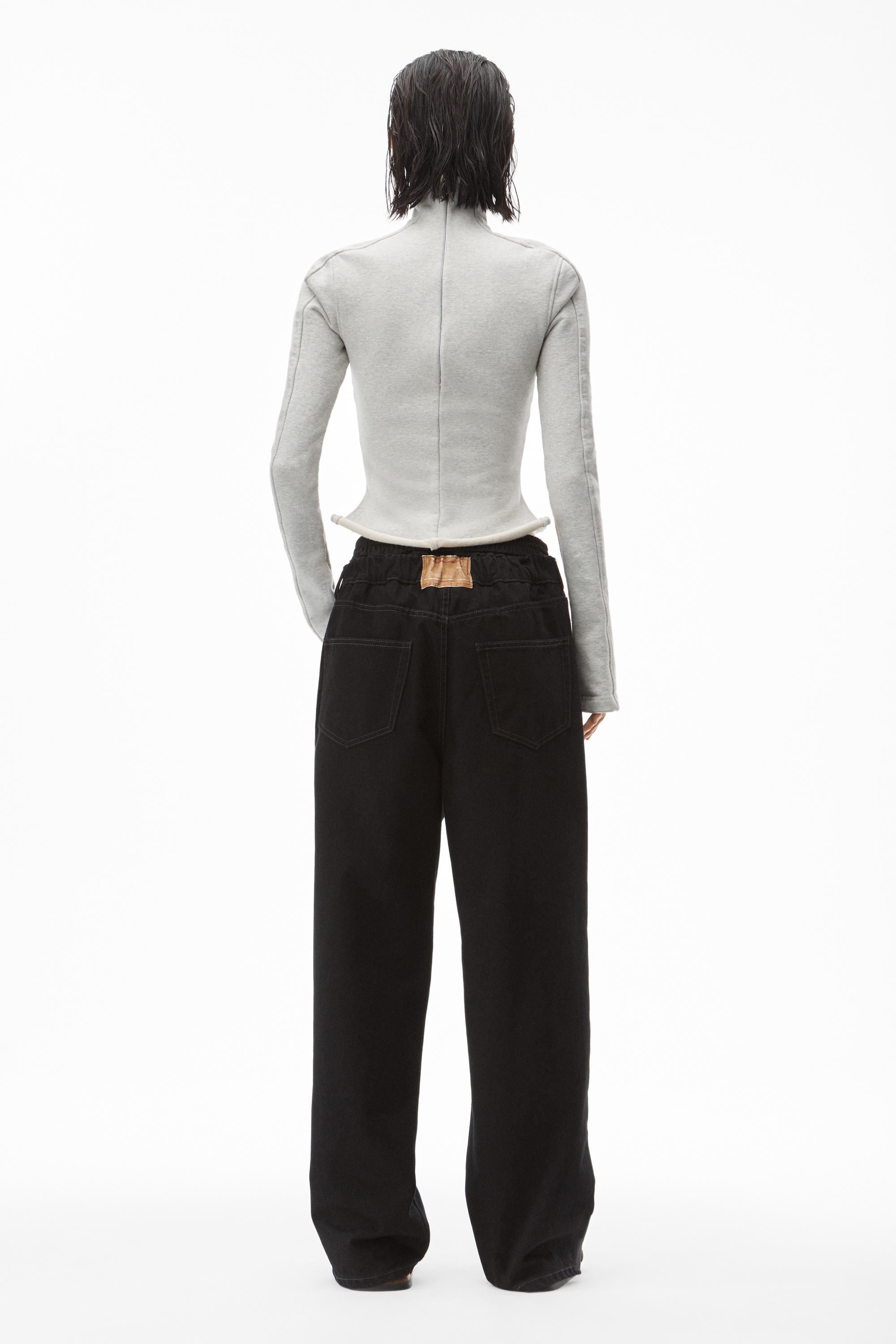 RUCHED WAIST BAGGY PANT IN DENIM - 4