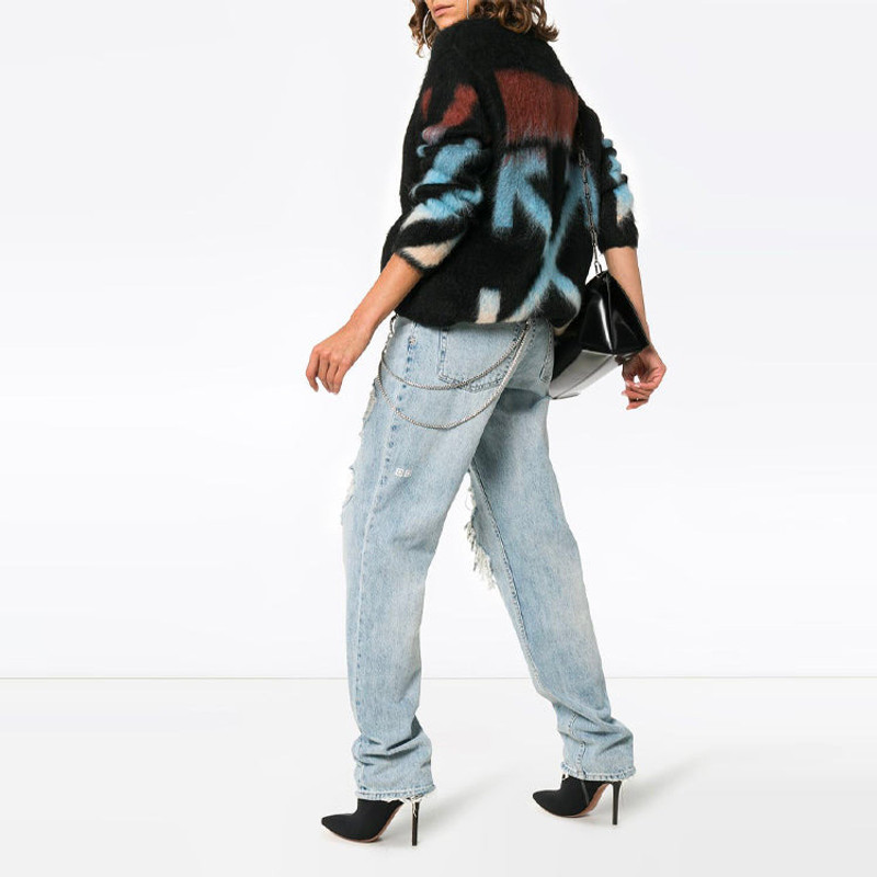 Off-White (WMNS) Off-White Knit Printing Black Dress OWHE009F18B740711088 outlook