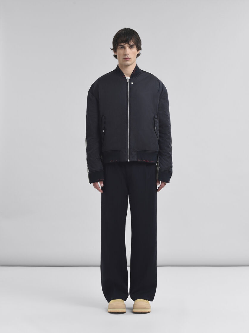 DEEP BLUE TWILL BOMBER JACKET WITH CONTRAST BACK - 2