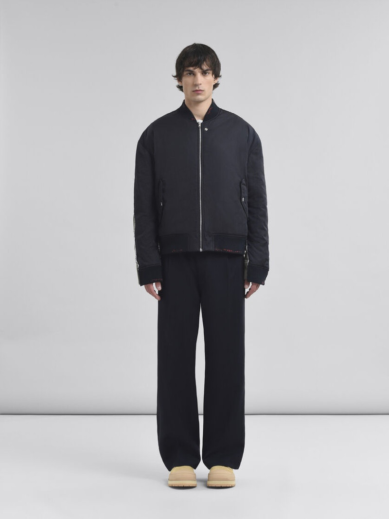 Marni DEEP BLUE TWILL BOMBER JACKET WITH CONTRAST BACK outlook