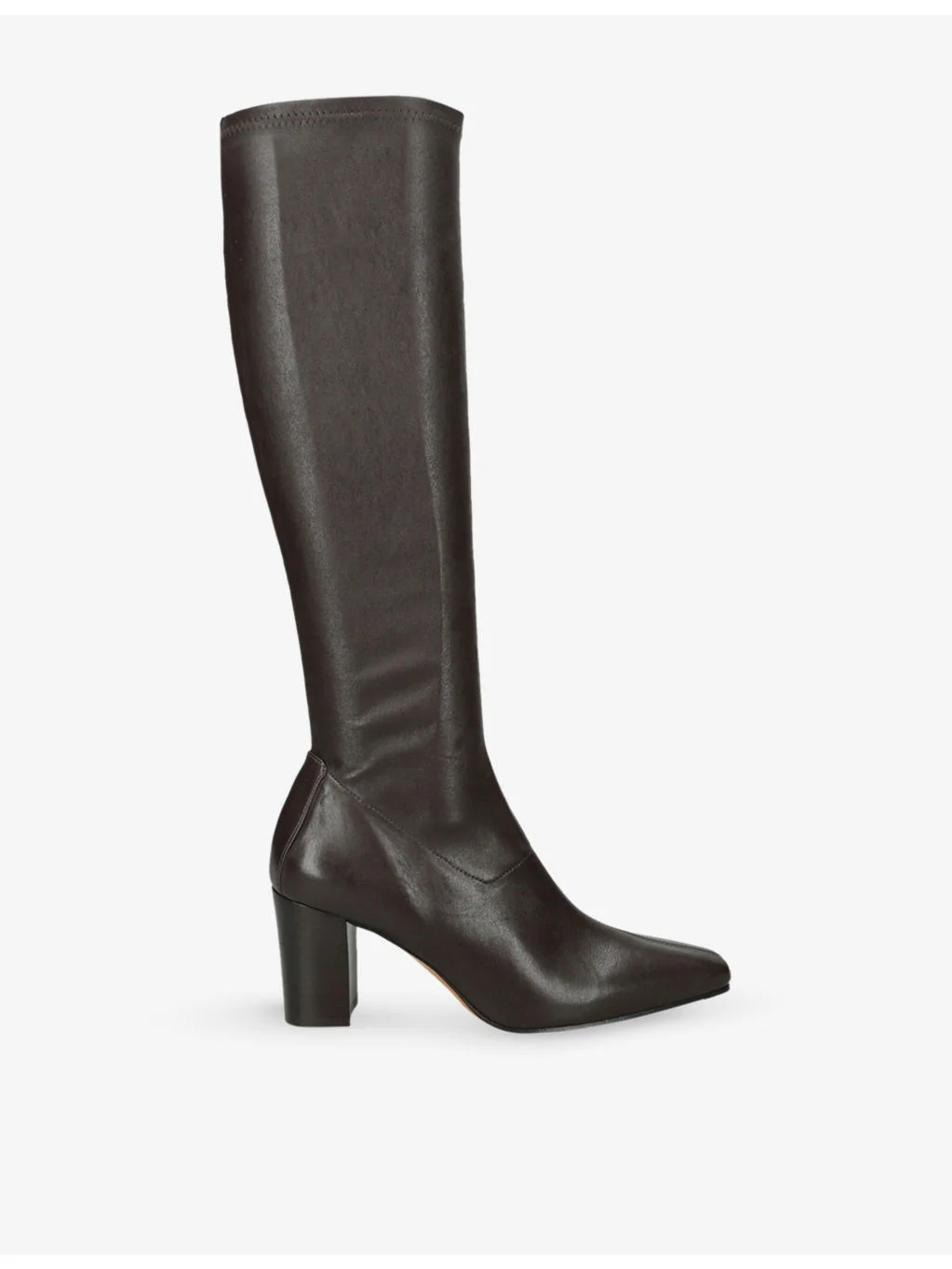 Memo Stretch-Leather Block-Heel Knee-High Boots - 1