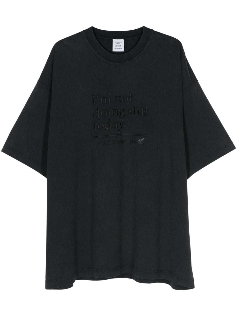 slogan-embroidered T-shirt - 1