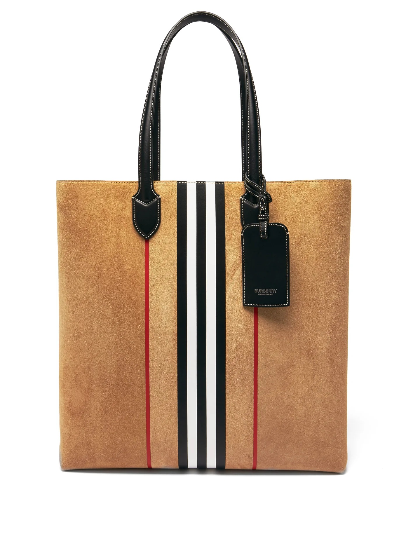 Kane Icon-stripe suede-leather tote bag - 1