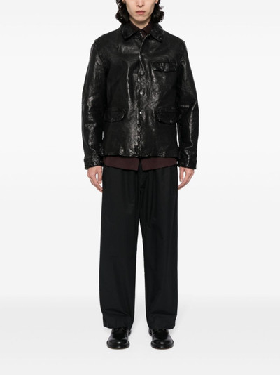 Yohji Yamamoto classic-collar leather jacket outlook