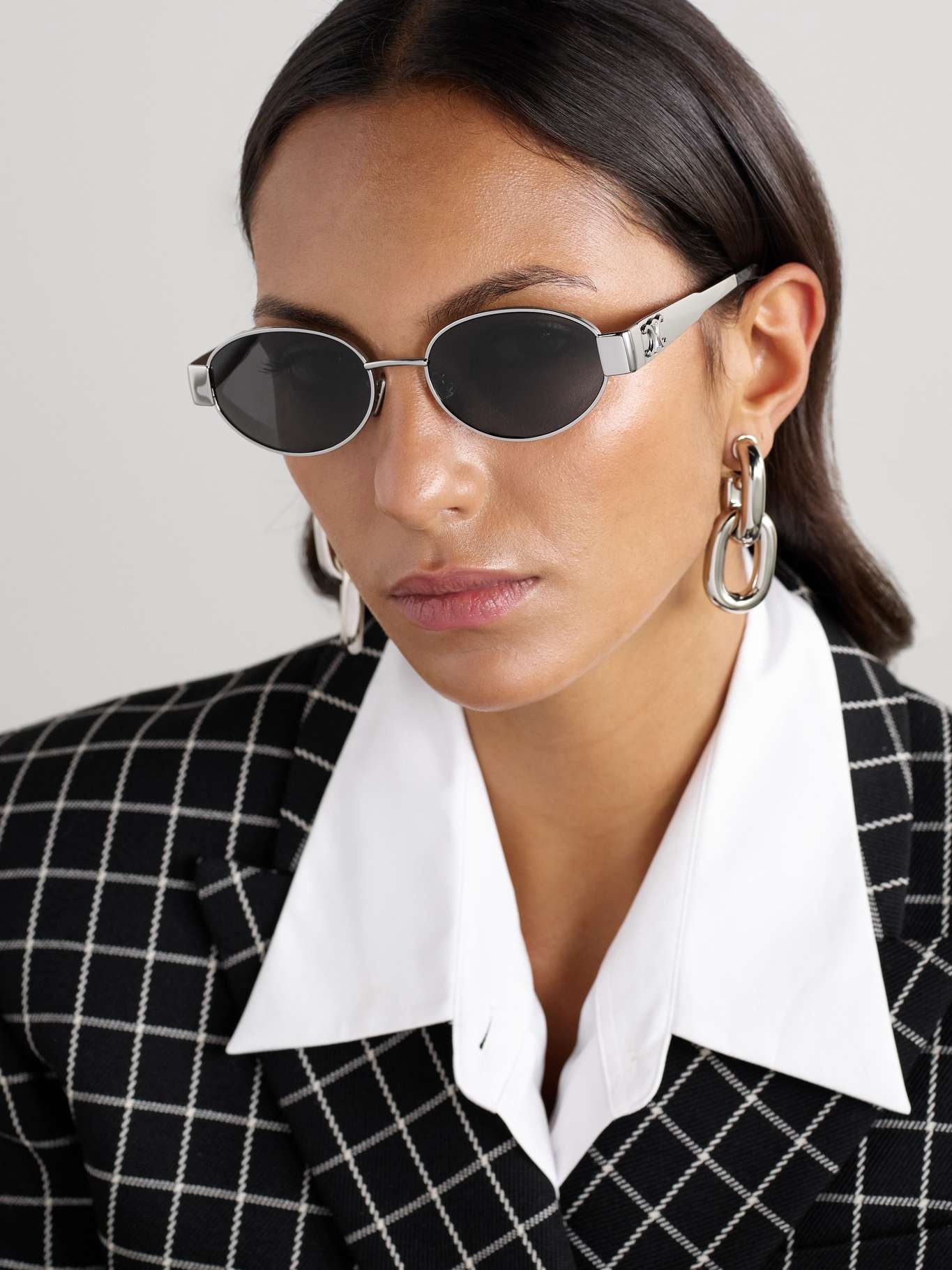 レビュー高評価商品 silver-tone Oval-frame CELINE and sunglasses acetate 小物